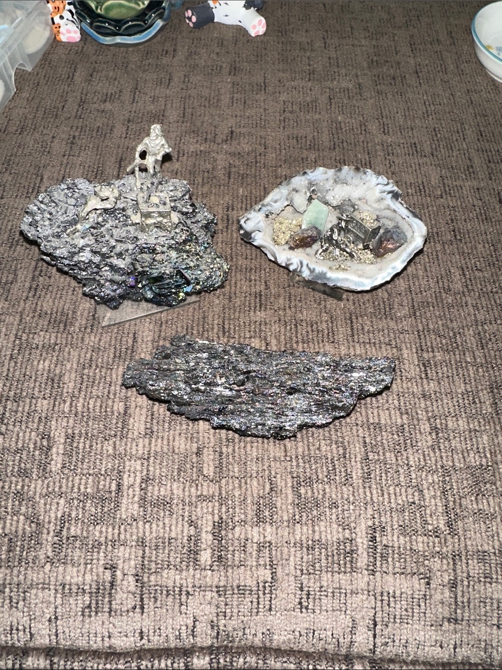 Sparkling Decorative Mineral Clusters - Iridescent Silver Tones